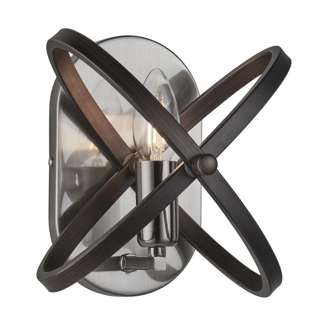 hoopla 1 light pewter wall light bronze