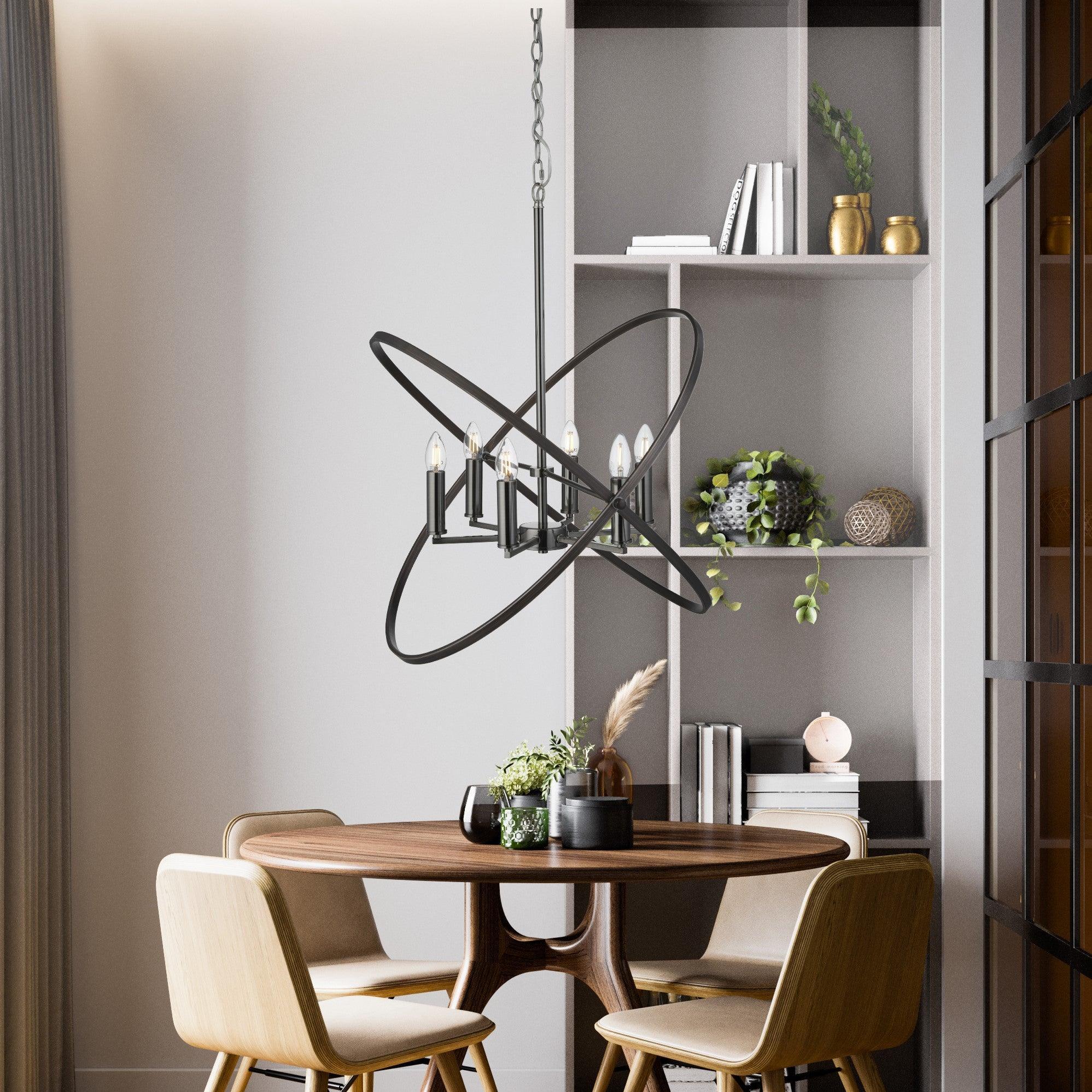 Hoopla 6 Light Pewter Pendant Ceiling Light Searchlight-Ceiling Pendant Lights-5-Tiffany Lighting Direct