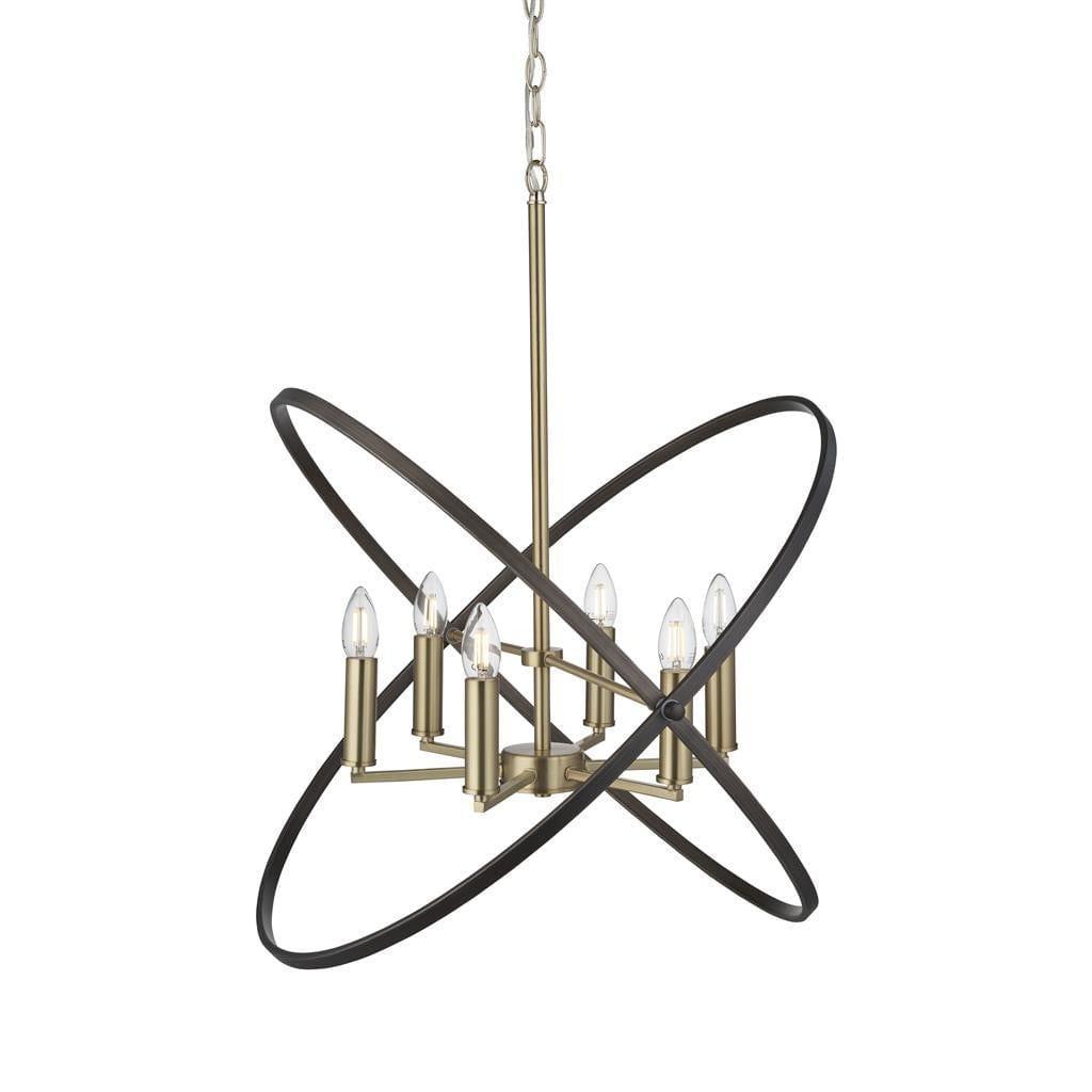 Hoopla 6 Light Bronze Pendant Ceiling Light Searchlight-Ceiling Pendant Lights-1-Tiffany Lighting Direct