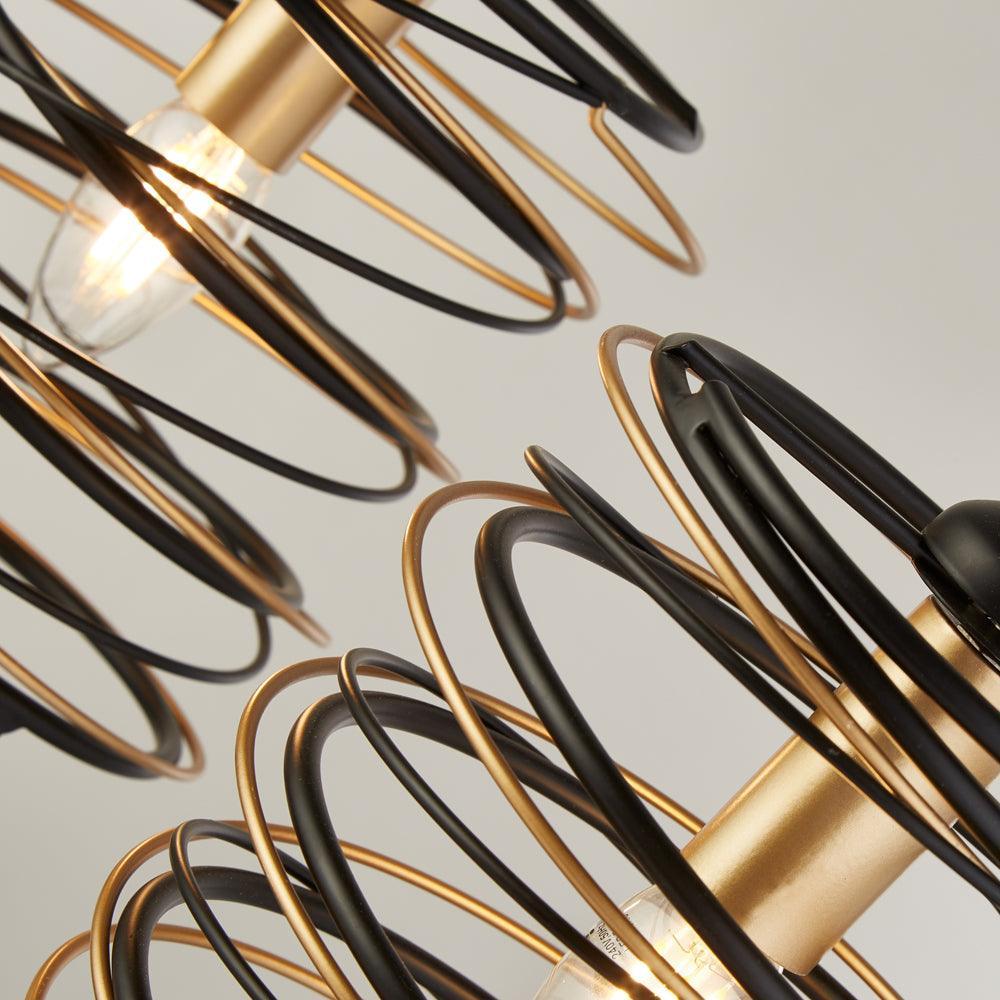 Searchlight Spring 4 Light Black & Gold Bar Ceiling Pendant-Ceiling Pendant Lights-3-Tiffany Lighting Direct