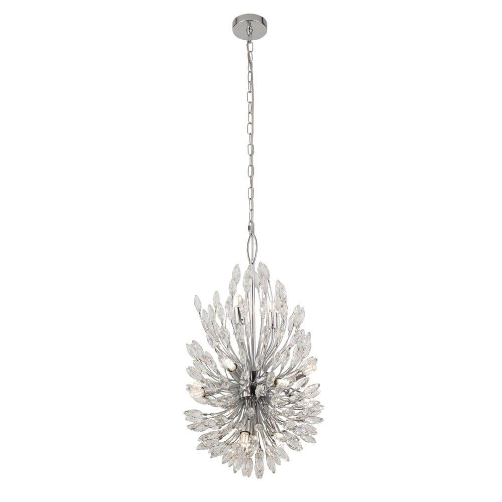 Peacock 14 Light Crystal & Chrome Ceiling Pendant-Ceiling Pendant Lights-1-Tiffany Lighting Direct