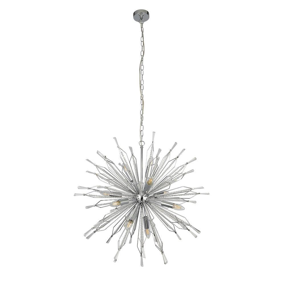 Starburst 10 Light Chrome & Crystal Glass Ceiling Pendant-Ceiling Pendant Lights-2-Tiffany Lighting Direct