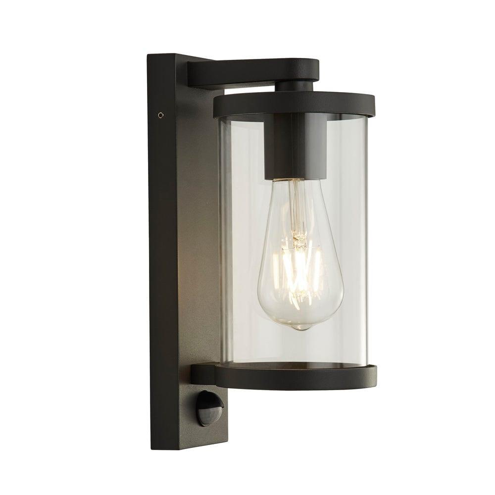 bakerloo 1 light black outdoor wall porch light with pir