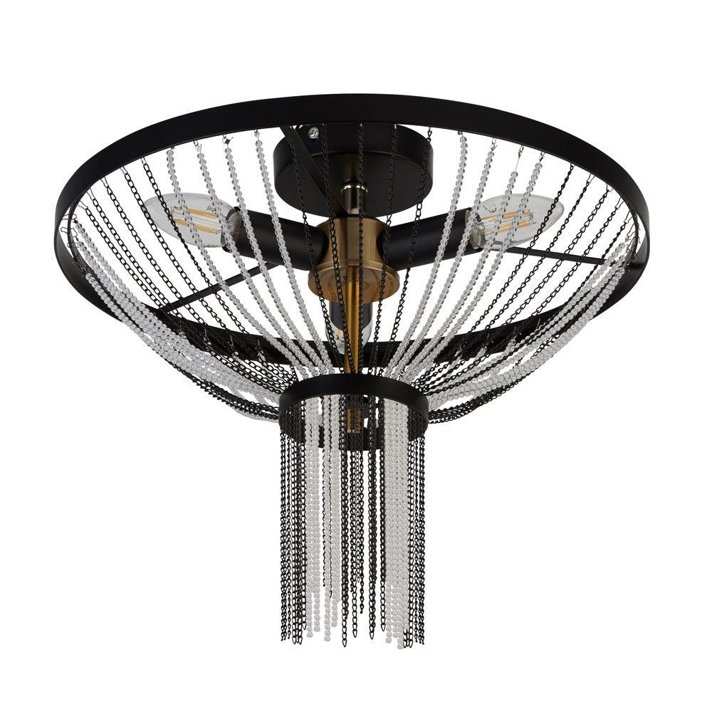 Searchlight Baguette 3 Light Black & Brass Ceiling Light-Ceiling Pendant Lights-3-Tiffany Lighting Direct