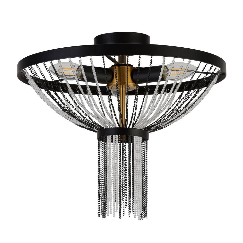 Searchlight Baguette 3 Light Black & Brass Ceiling Light-Ceiling Pendant Lights-4-Tiffany Lighting Direct