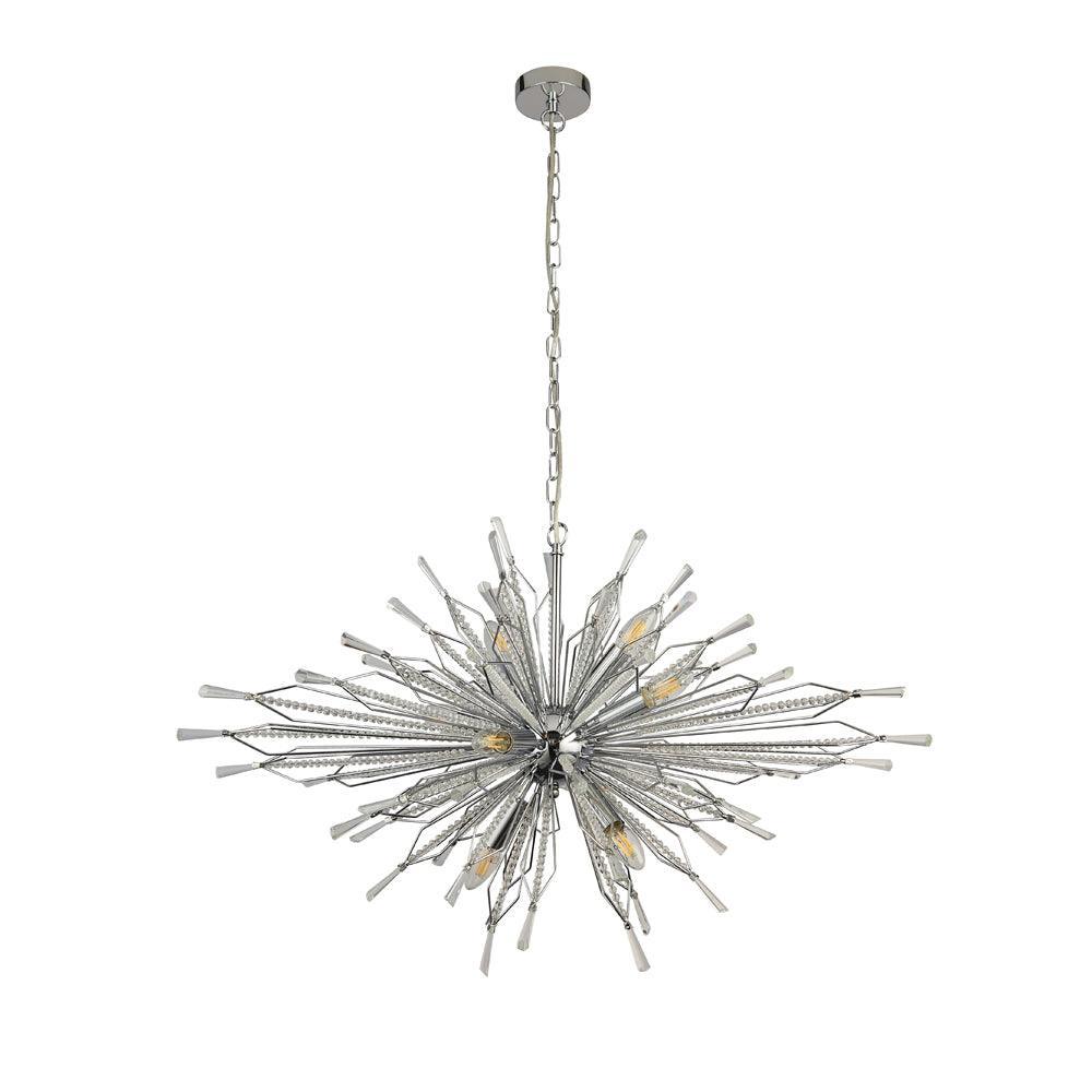 Starburst 8 Light Chrome & Crystal Glass Ceiling Pendant-Ceiling Pendant Lights-2-Tiffany Lighting Direct