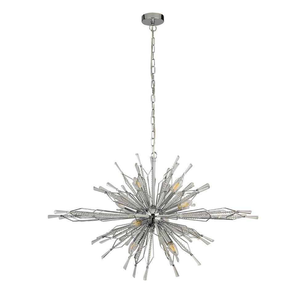 Starburst 8 Light Chrome & Crystal Glass Ceiling Pendant-Ceiling Pendant Lights-3-Tiffany Lighting Direct