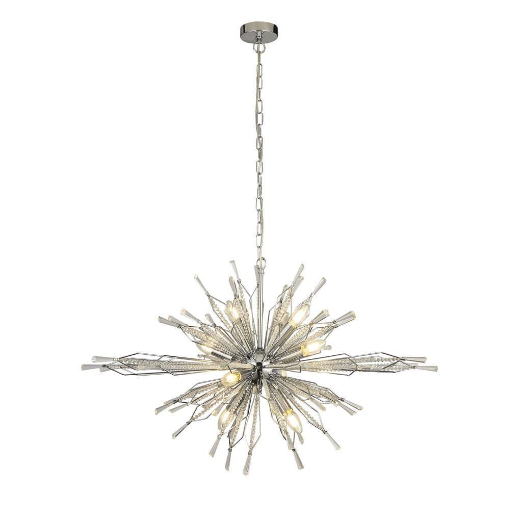Starburst 8 Light Chrome & Crystal Glass Ceiling Pendant-Ceiling Pendant Lights-1-Tiffany Lighting Direct
