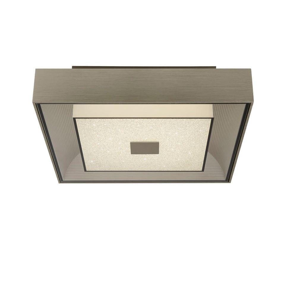Rhea LED Square Silver With Crystal Sand living room Flush Ceiling Light Image 1