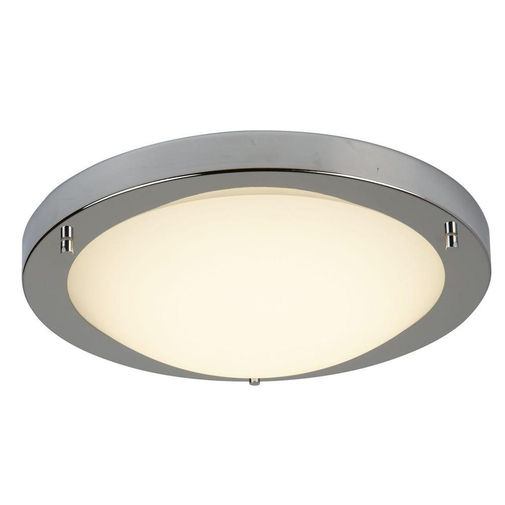 Geneva LED 12W Flush Silver & Opal Glass Flush Ceiling Light Living room Image