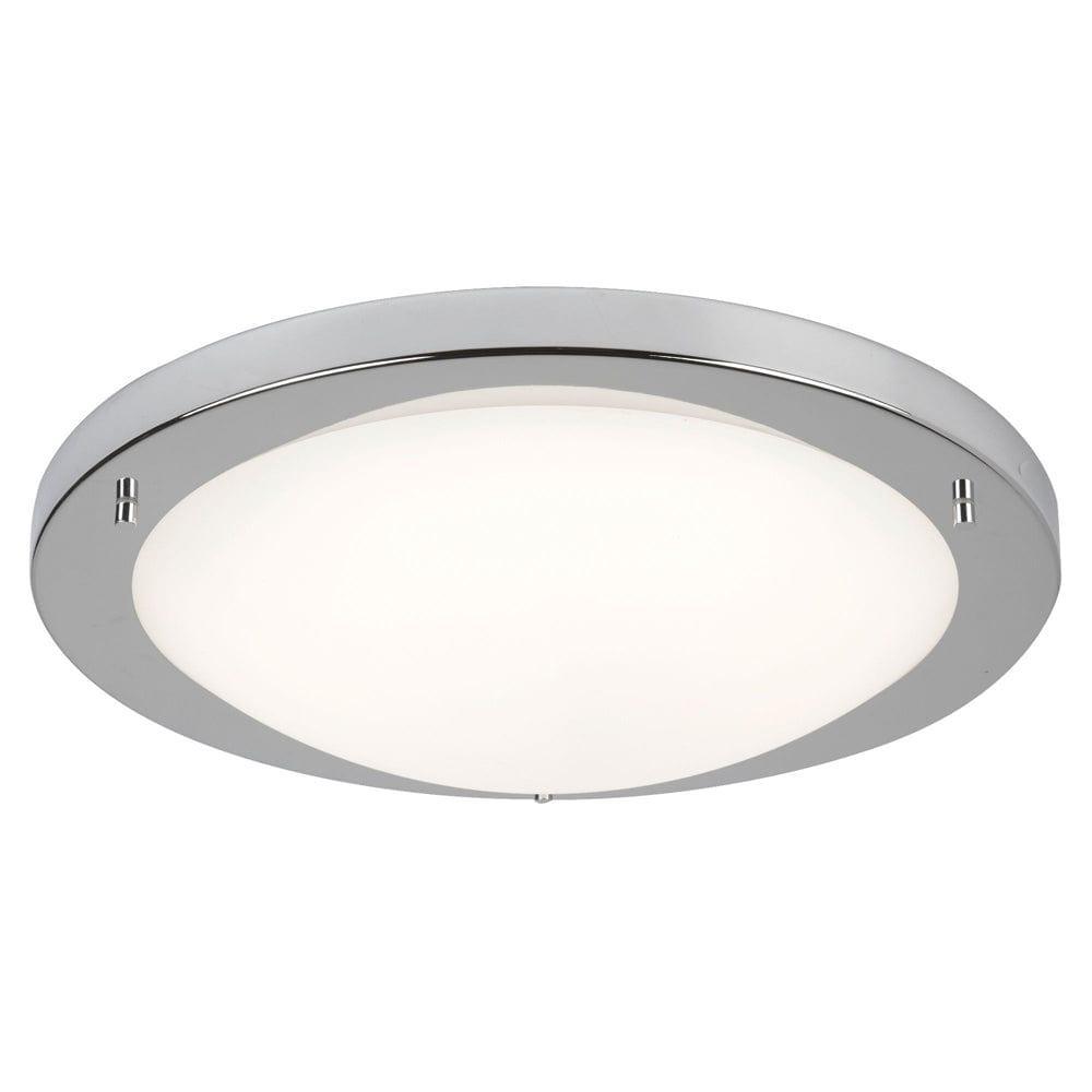 Geneva LED 20W Flush Silver & Opal Glass Flush Ceiling Light Living room Image