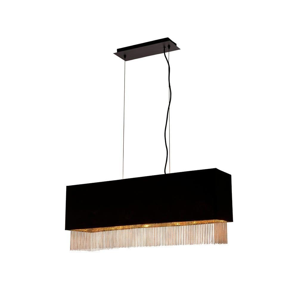 Fringe 4 Light Ceiling Pendant - Black Shade With Gold Chain-Ceiling Pendant Lights-1-Tiffany Lighting Direct