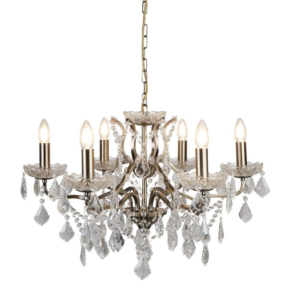 Paris 6 Light Brass/Crystal French Style Chandelier-1-Tiffany Lighting Direct