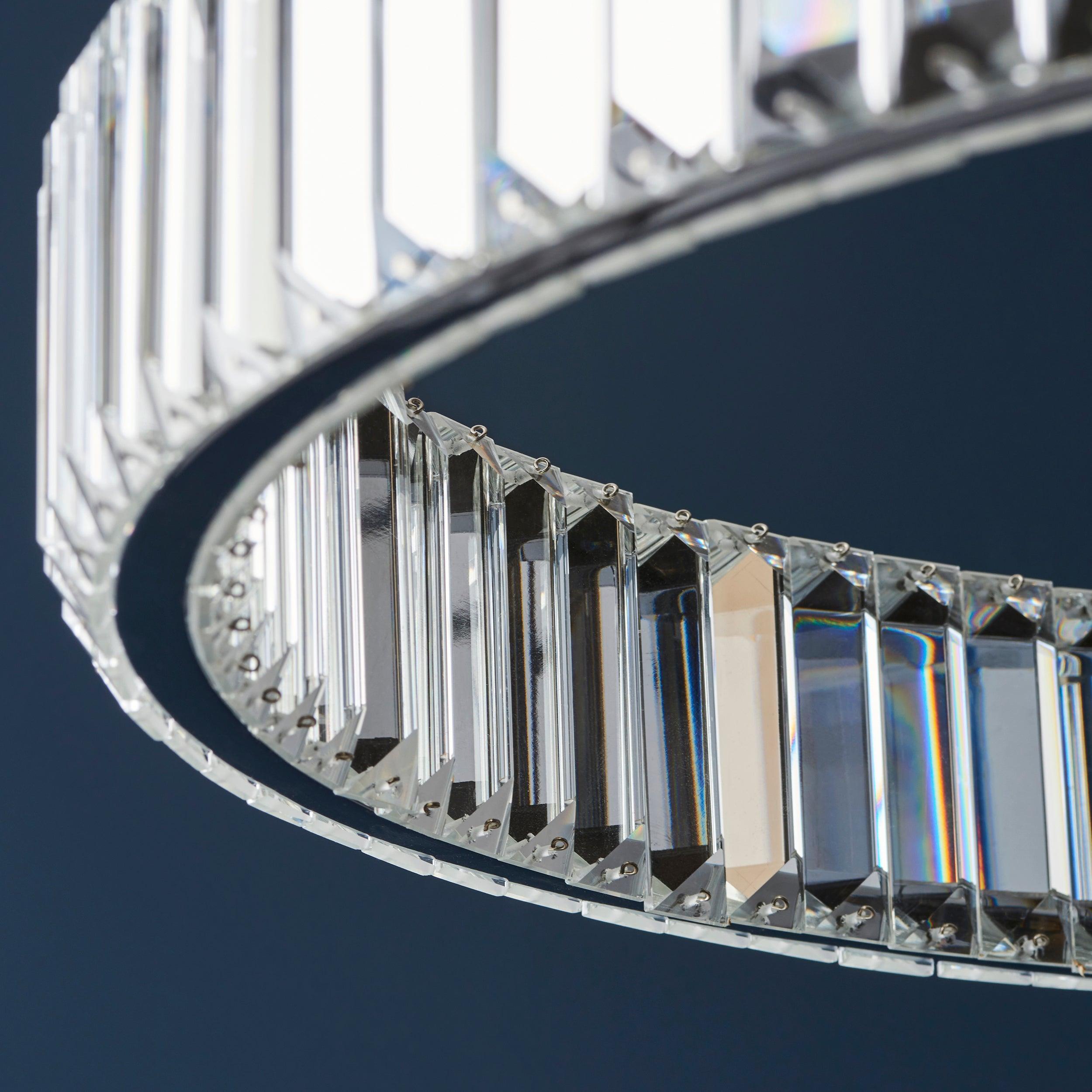 Majestic Chrome & Glass Crystal LED Ring Ceiling Pendant-Ceiling Pendant Lights-Living Lights-7-Tiffany Lighting Direct