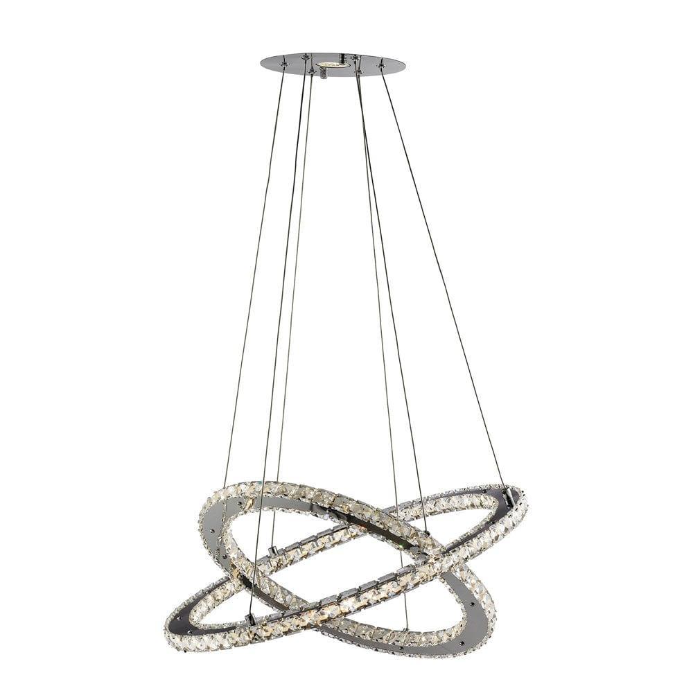 Clover 2 Rings LED Crystal and Chrome Ceiling Pendant Light-Ceiling Pendant Lights-1-Tiffany Lighting Direct
