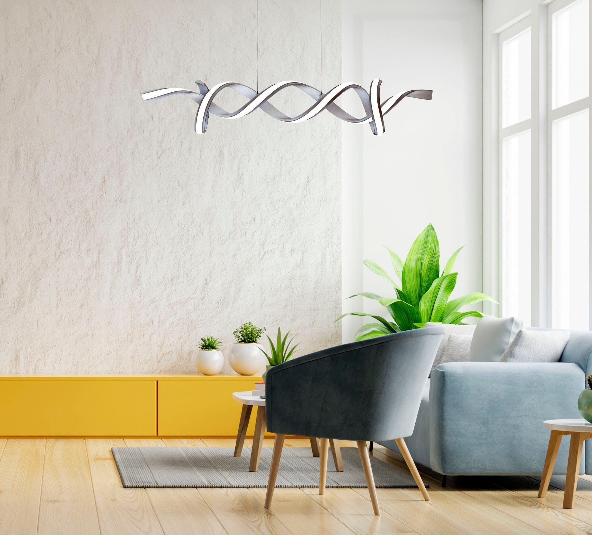 Searchlight Music 32W LED Satin Silver Ceiling Pendant-Ceiling Pendant Lights-4-Tiffany Lighting Direct