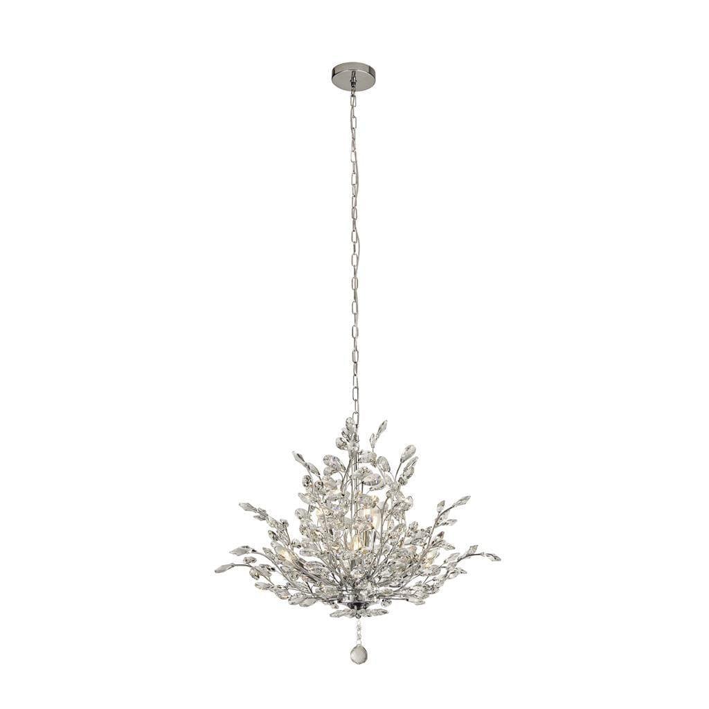 Bouquet 7 Light Chrome Pendant - Crystal Glass Searchlight-Ceiling Pendant Lights-1-Tiffany Lighting Direct