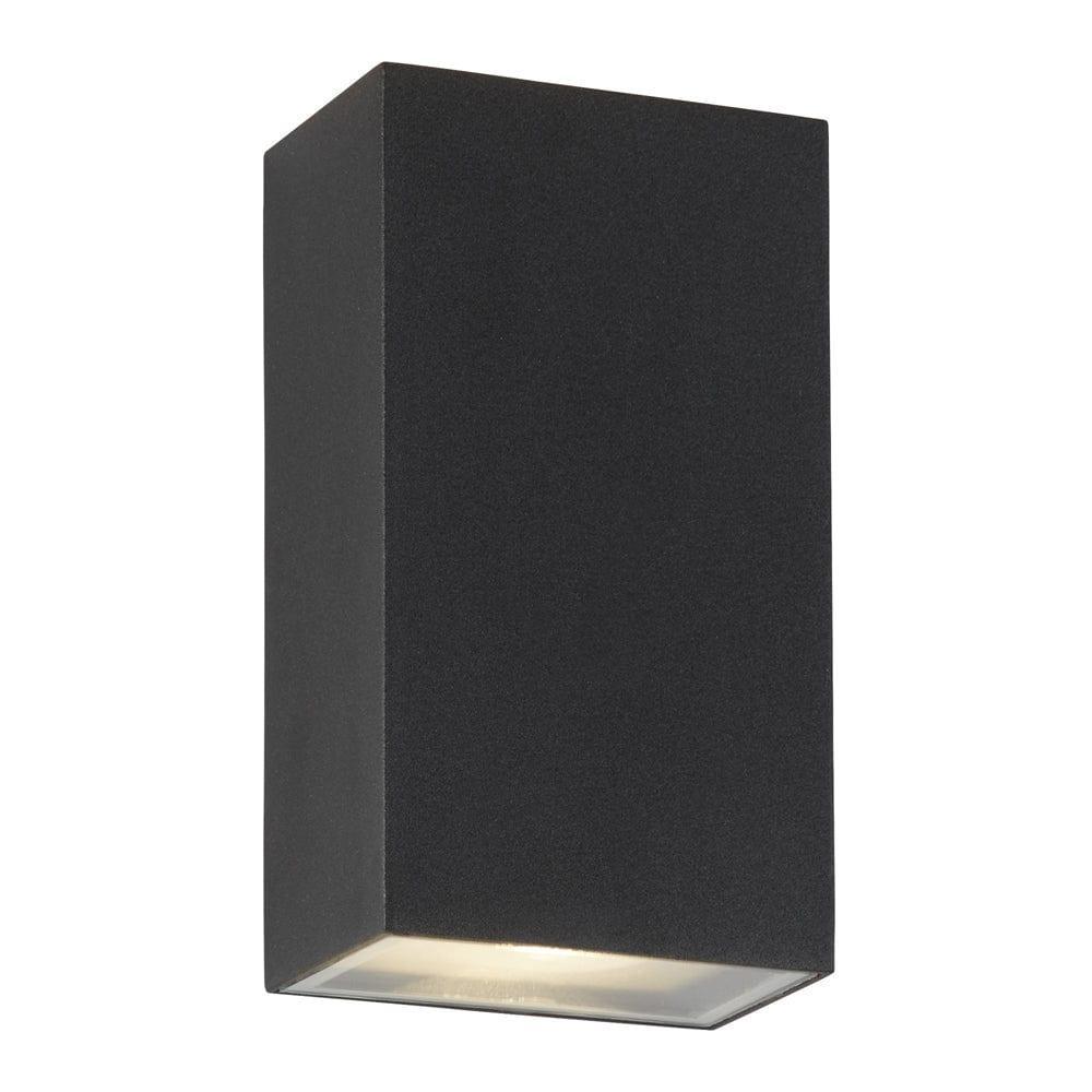 stirling led outdoor up down black rectangle wall light