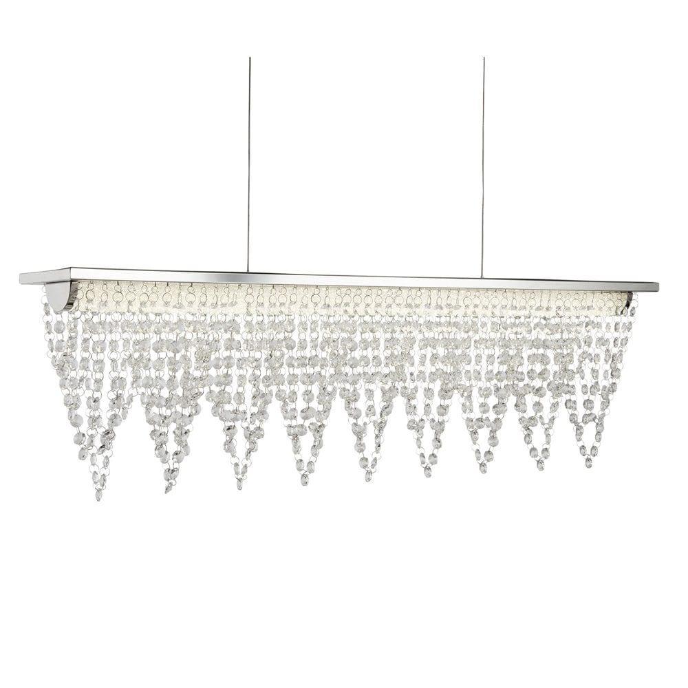 Drape LED Polished Chrome & Crystal Ceiling Bar Searchlight-Ceiling Pendant Lights-1-Tiffany Lighting Direct