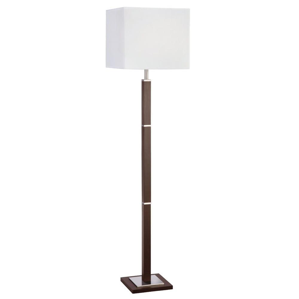 Searchlight Waverley Brown Wood Floor Lamp - White Shade by 1