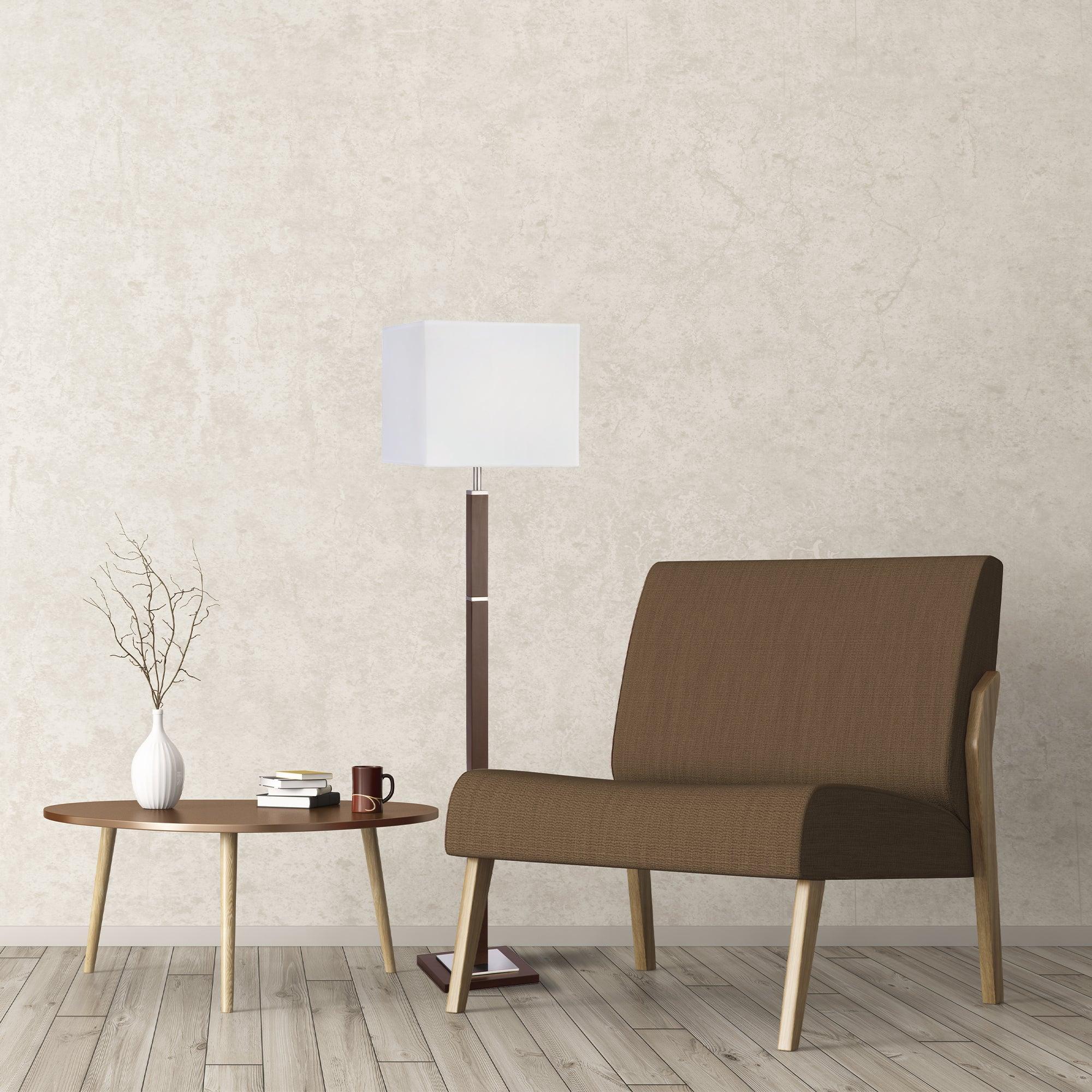 waverley brown wood floor lamp white shade by searchlighting lighting, living room image