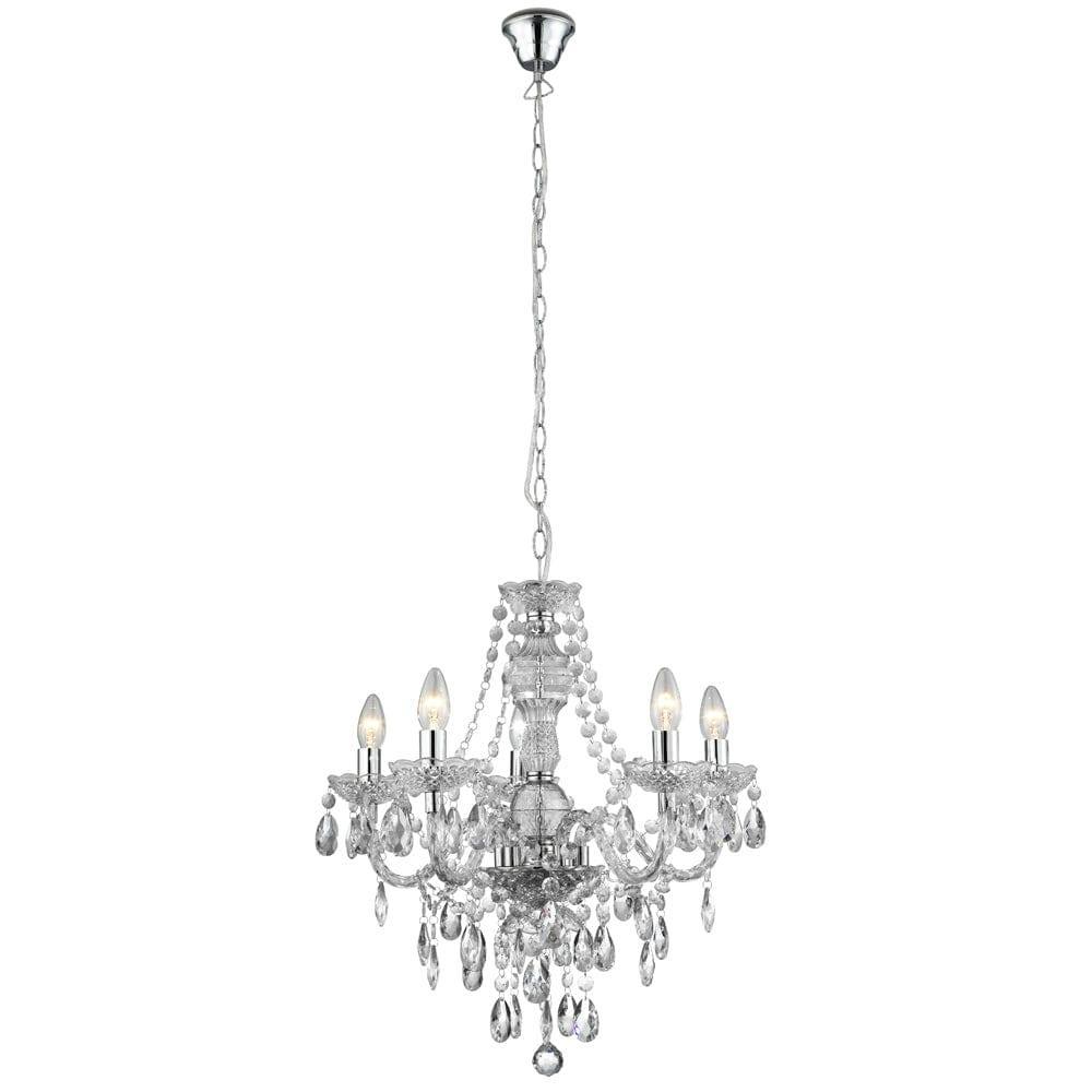 Searchlight Marie Therese 5 Light Clear Acrylic Chandelier-1-Tiffany Lighting Direct