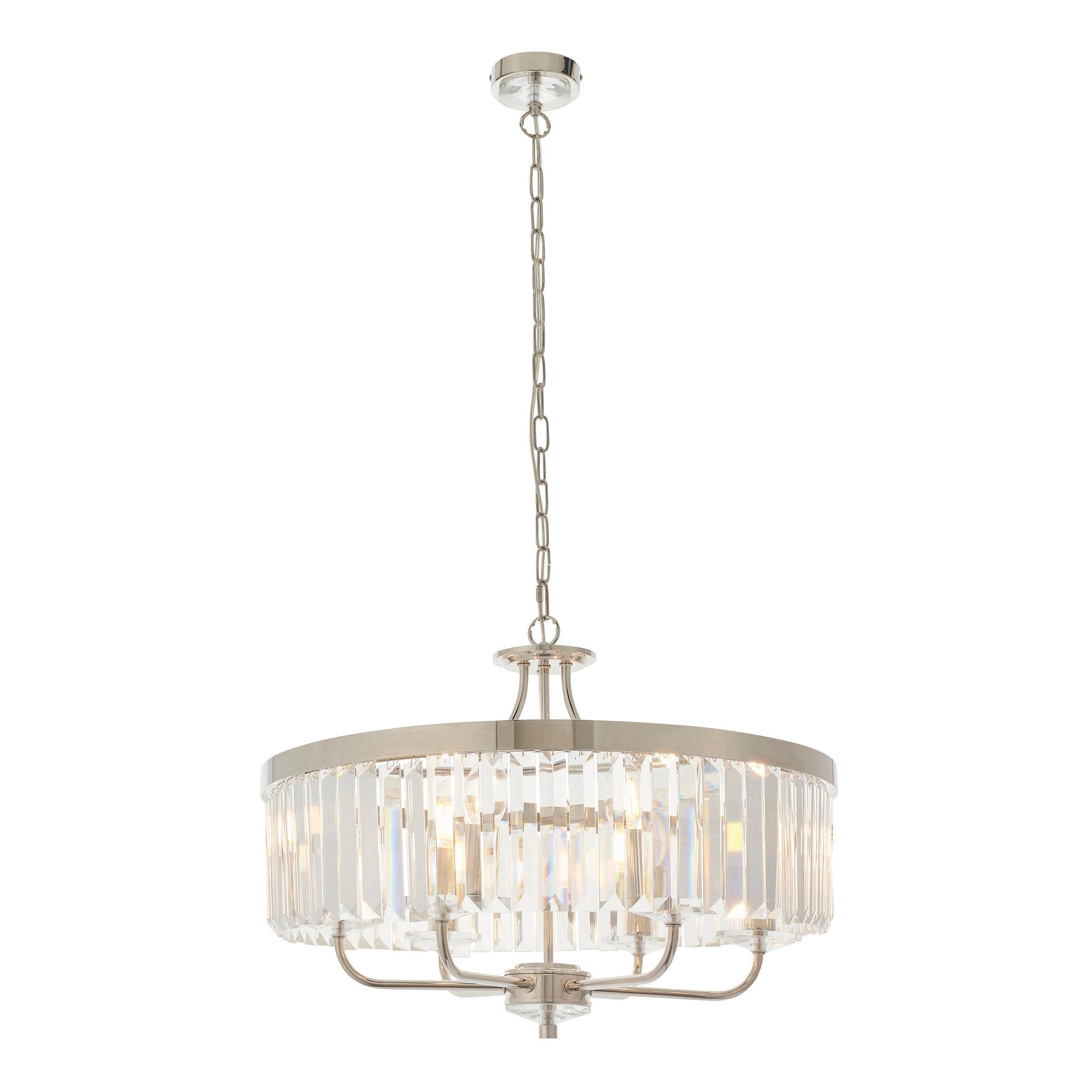 Ealing Round 6 Light Chrome & Clear Cut Glass Pendant-Ceiling Pendant Lights-Living Lights-7-Tiffany Lighting Direct
