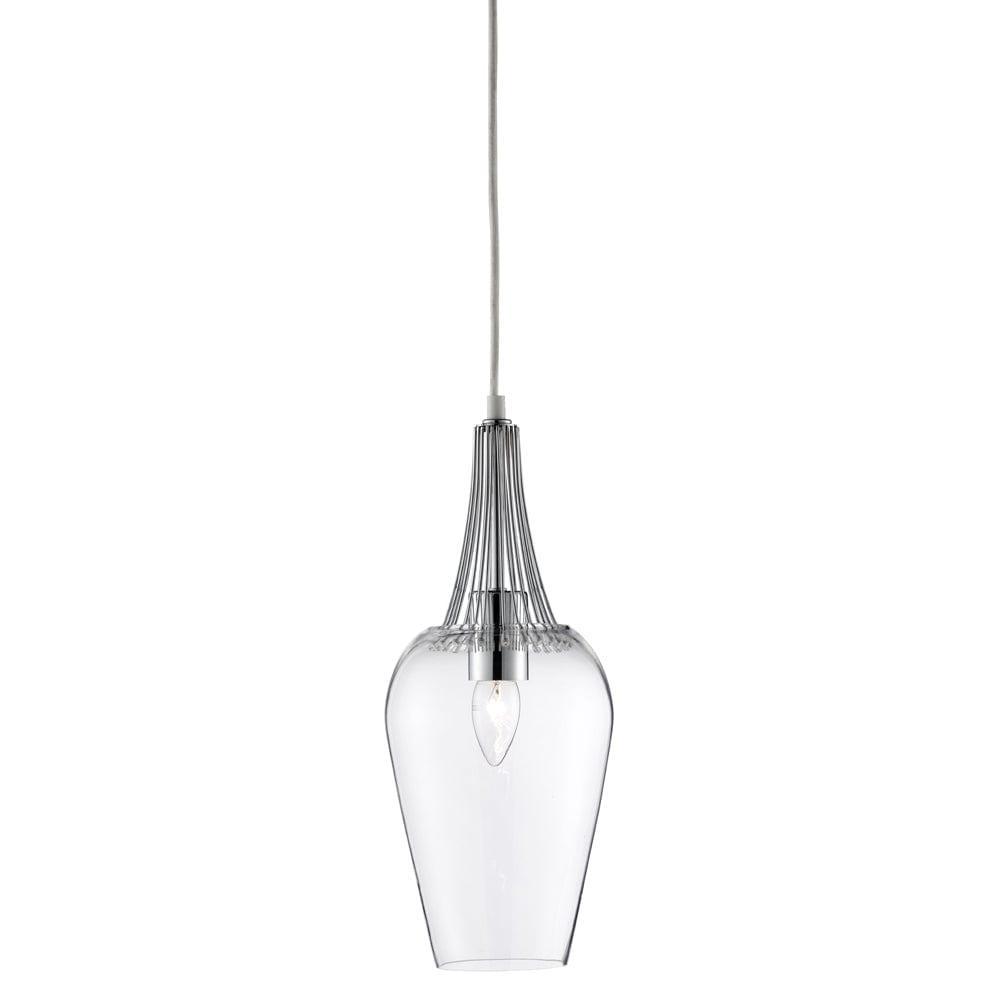 Searchlight Whisk Chrome & Clear Glass Ceiling Pendant-Ceiling Pendant Lights-1-Tiffany Lighting Direct