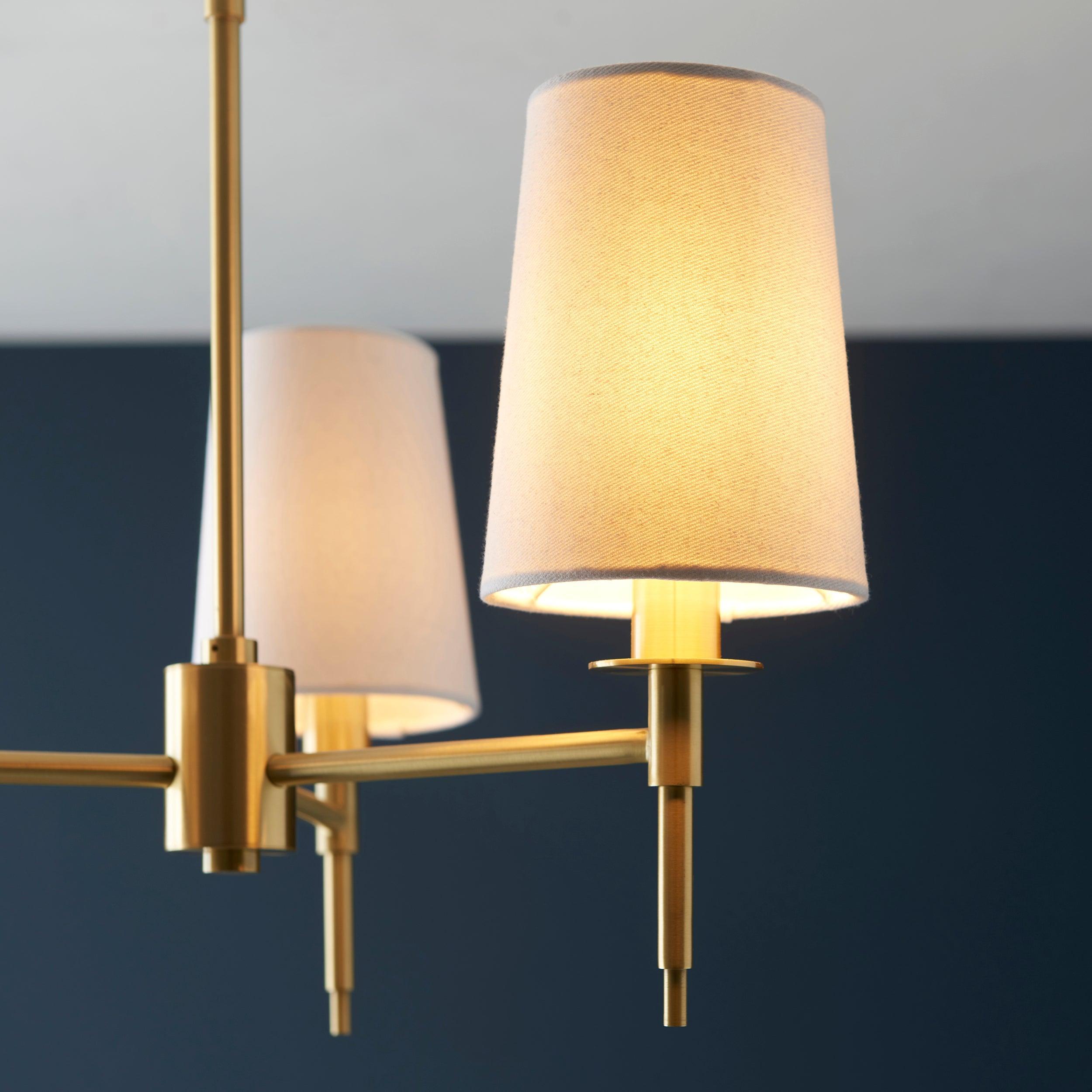 Kensington Brass 3 Light Art Deco Pendant - White Shades-Ceiling Pendant Lights-Living Lights-5-Tiffany Lighting Direct