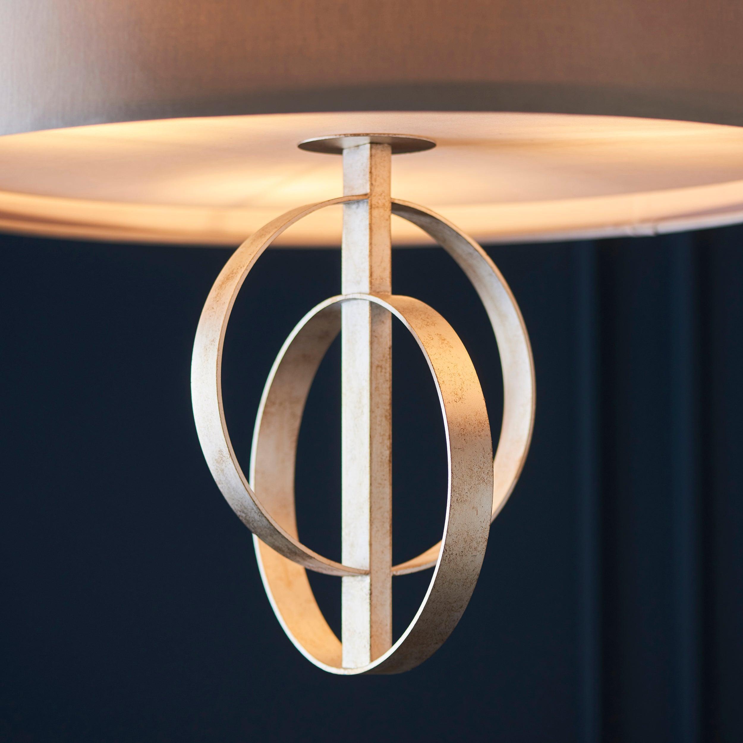 Norfolk 3 Light Silver Leaf Pendant With Large Mink Shade-Ceiling Pendant Lights-Living Lights-7-Tiffany Lighting Direct