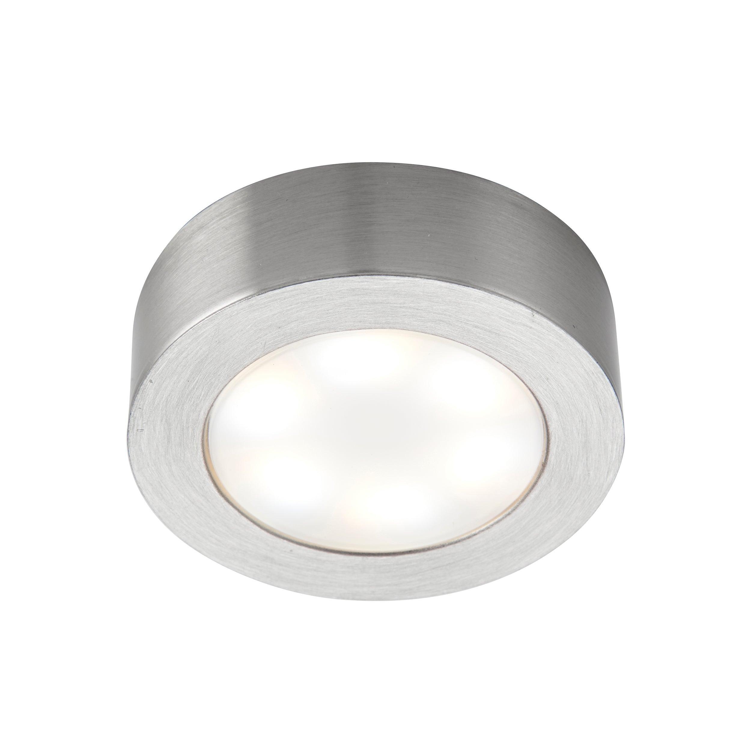 hera brushed chrome cabinet light cct 2 5wby Saxby Lighting, close up image