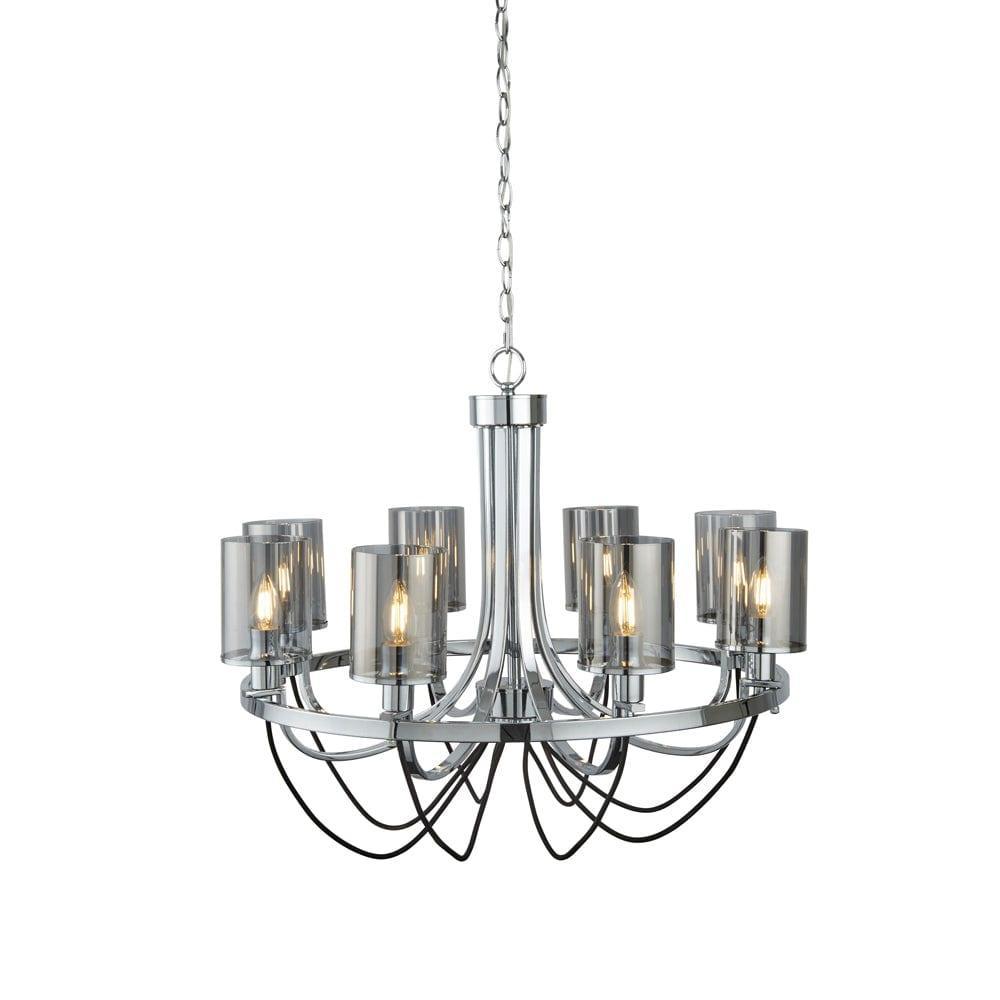 Catalina 8 Light Chrome Pendant - Smoked Glass Shades-Ceiling Pendant Lights-1-Tiffany Lighting Direct