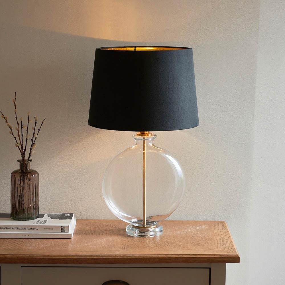 Endon Gideon Clear Glass Table Lamp - Black Shade 3
