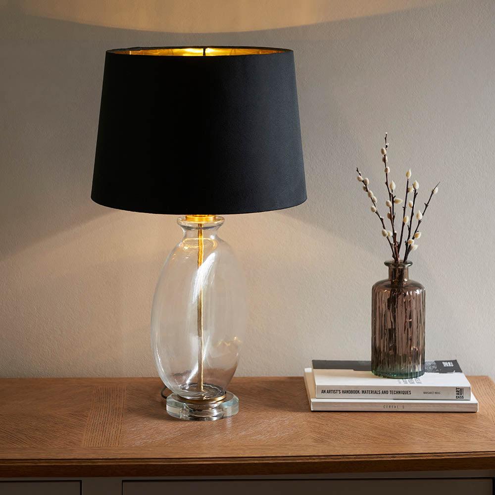 Endon Gideon Clear Glass Table Lamp - Black Shade 5