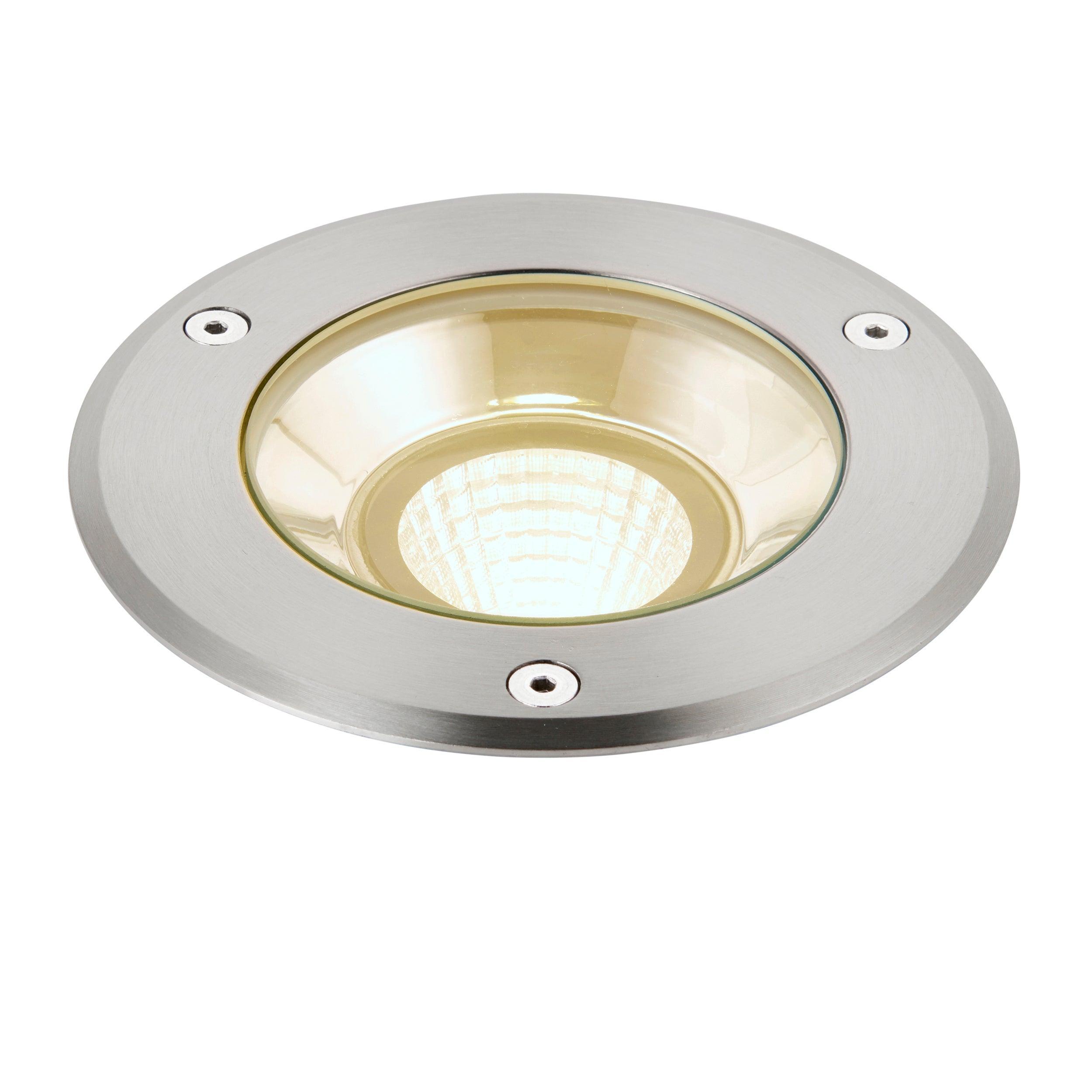 hoxton led stainless steel decking light warm white ip67 13wby Saxby Lighting, close up image