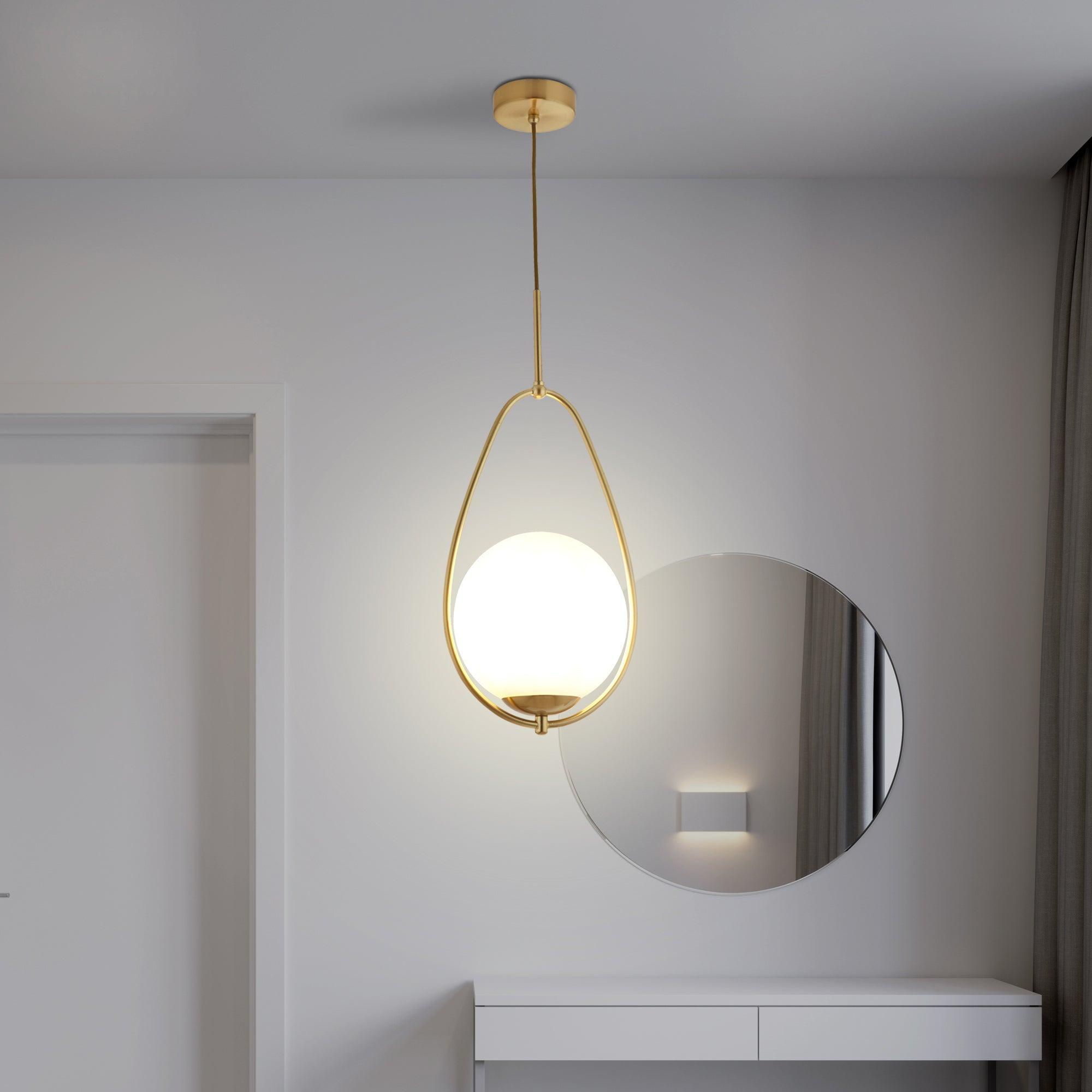 Avalon 1 Light Gold Ceiling Pendant With Opal Glass Ball-Ceiling Pendant Lights-5-Tiffany Lighting Direct