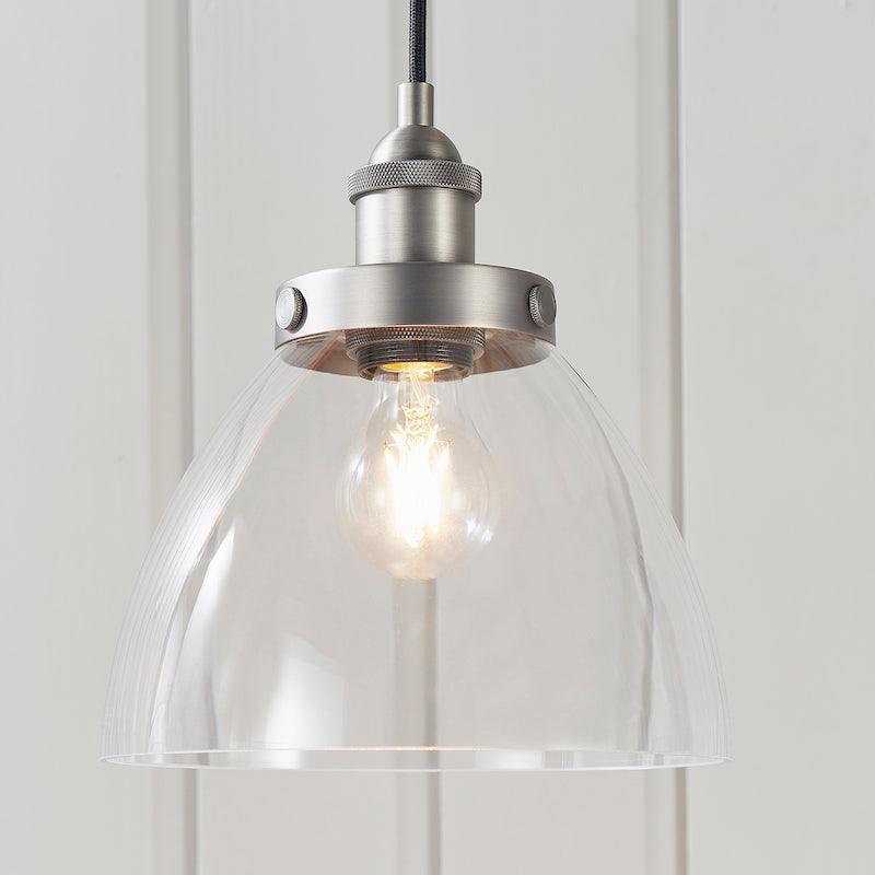 Hansen Brushed Steel Pendant Light close up
