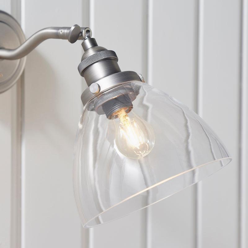 hansen brushed silver wall light by Endon Lighting Hallway lights Close Up