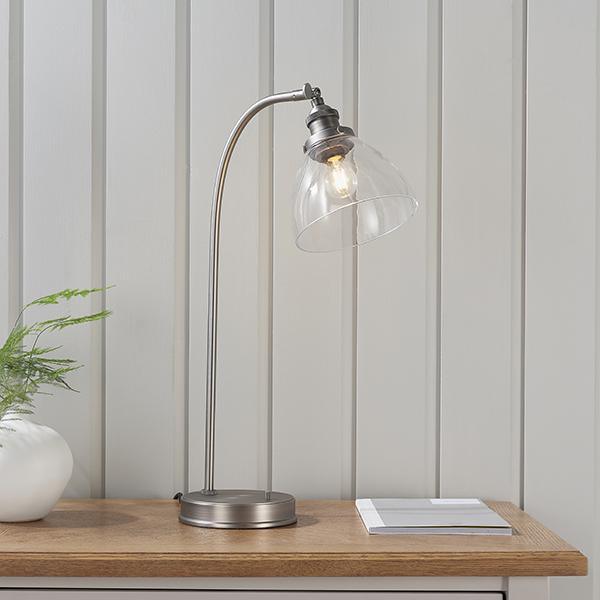 Hansen Brushed Stee l1lt Table Lamp by Endon Lighting living room shot
