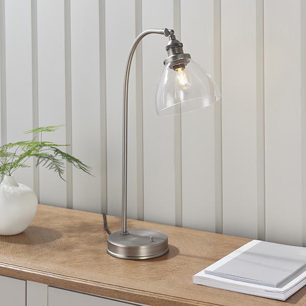 Hansen Brushed Stee l1lt Table Lamp by Endon Lighting