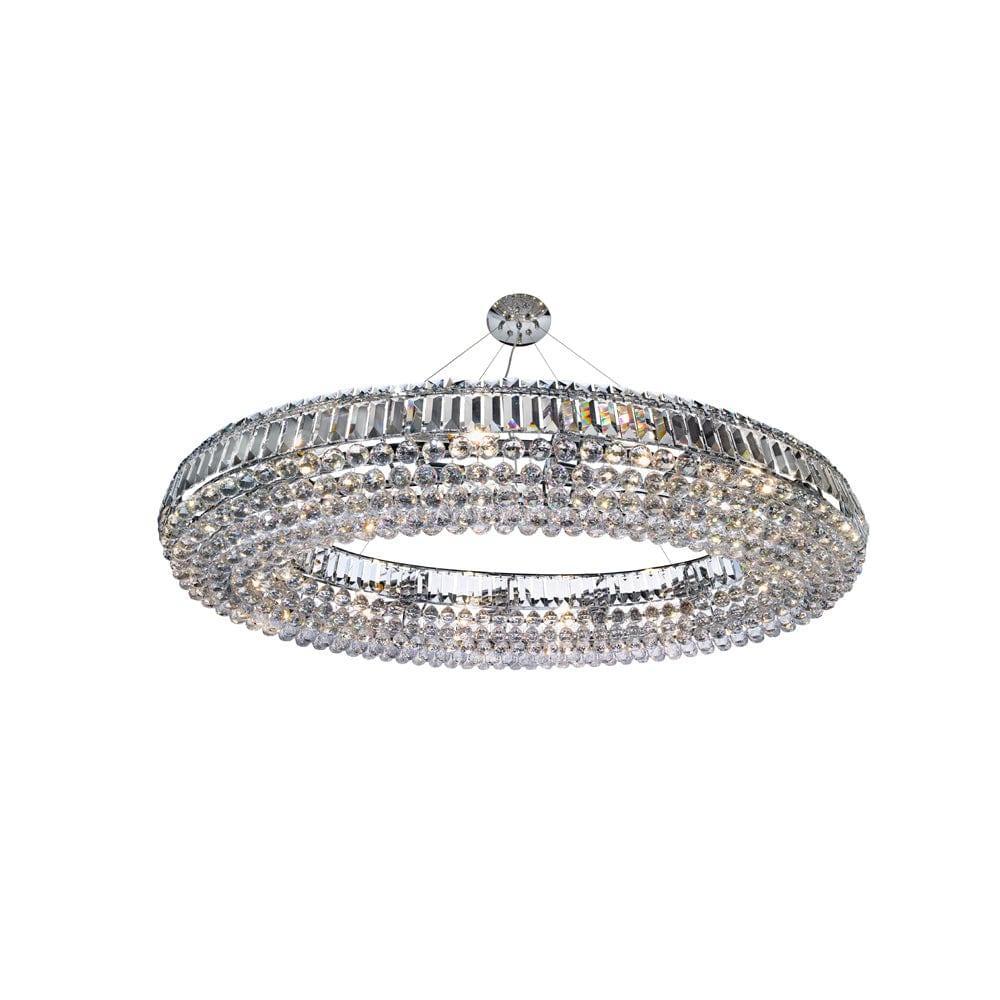 Vesuvius Oval 24 Light Chrome & Clear Crystal Pendant-Ceiling Pendant Lights-1-Tiffany Lighting Direct