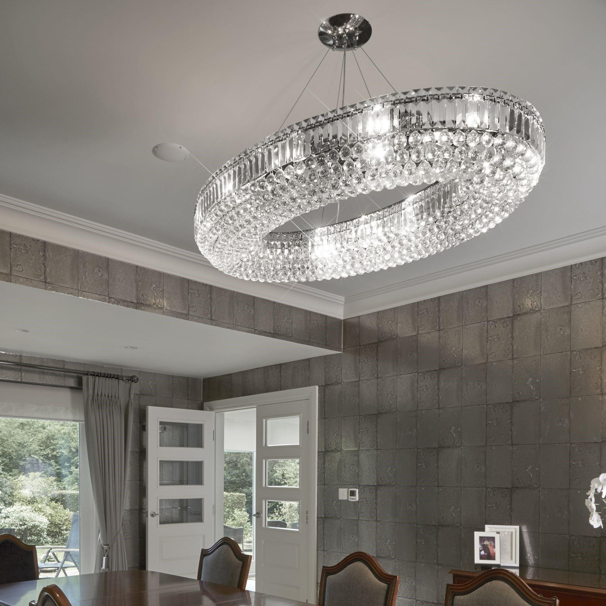 Vesuvius Oval 24 Light Chrome & Clear Crystal Pendant-Ceiling Pendant Lights-5-Tiffany Lighting Direct