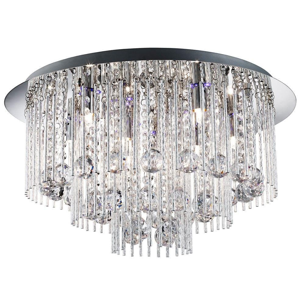 Beatrix Blue LED 8 Light Chrome & Crystal Ceiling Flush Living room Image