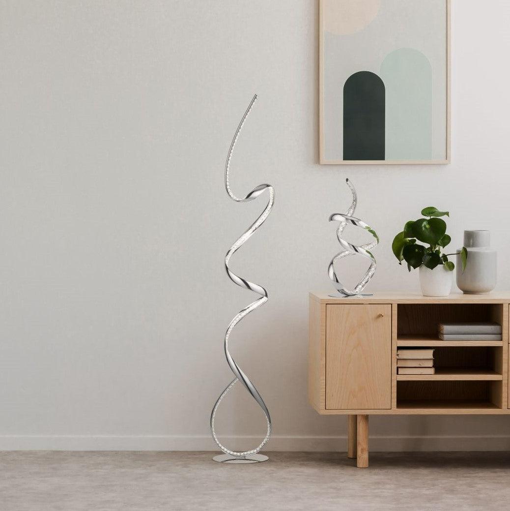twirls arm led chrome crystal floor lamp by searchlighting lighting, living room image