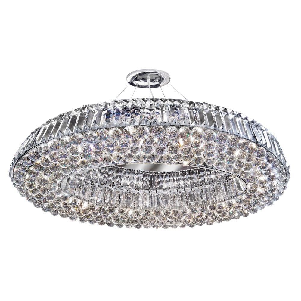 Vesuvius Oval 10 Light Chrome & Clear Crystal Pendant-Ceiling Pendant Lights-1-Tiffany Lighting Direct