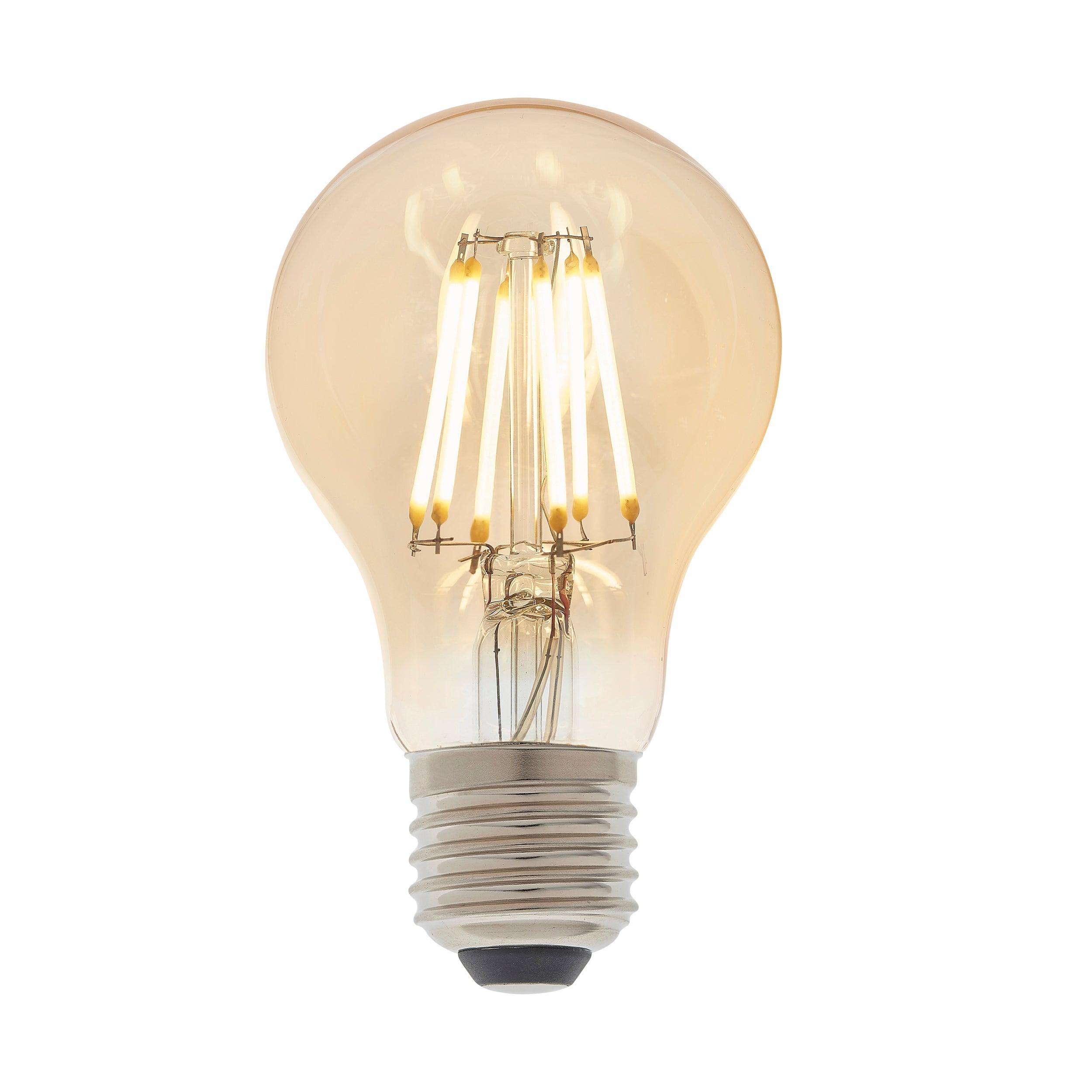 E27 Amber Tinted LED Filament GLS Dimmable 6w Light Bulb