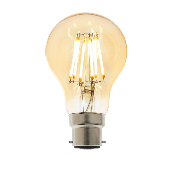 B22 LED Filament GLS Dimmable 6w Amber Tinted Light Bulb