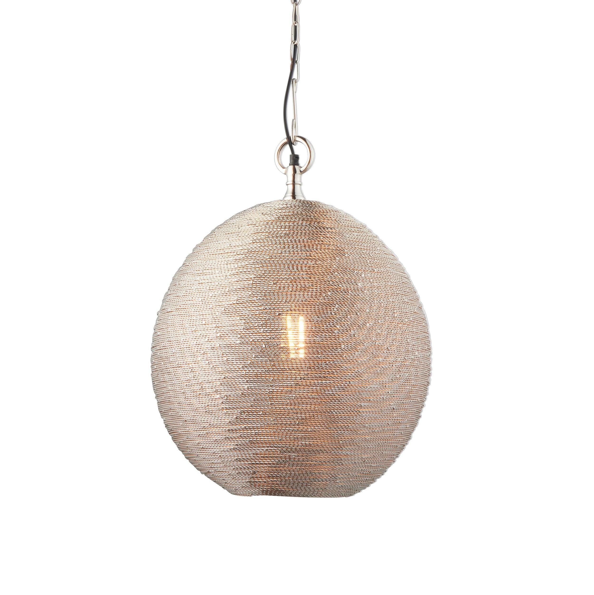 Endon Asha 1 Light Polished Nickel Ceiling Pendant-Ceiling Pendant Lights-Endon Lighting Living Room Close Up Lighting Tiffany Lighting Direct