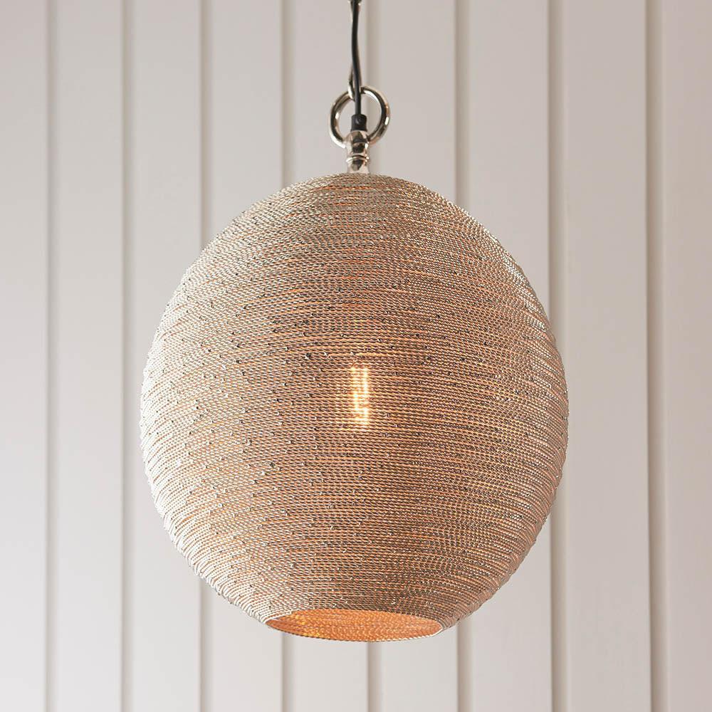 Endon Asha 1 Light Polished Nickel Ceiling Pendant-Ceiling Pendant Lights-Endon Lighting living room close. up unlit Tiffany Lighting Direct