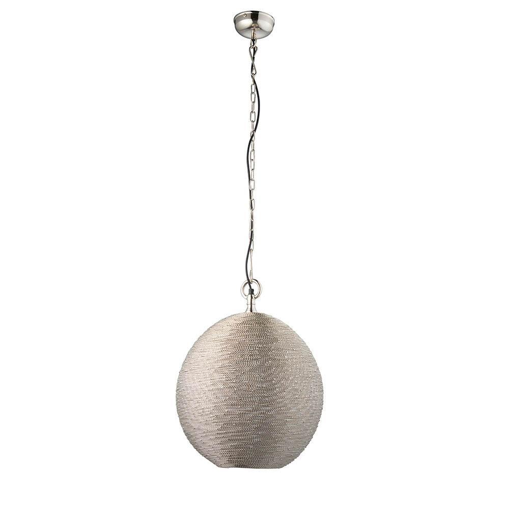 Endon Asha 1 Light Polished Nickel Ceiling Pendant-Ceiling Pendant Lights-Endon Lighting Bedrooom Lighting close up Tiffany Lighting Direct